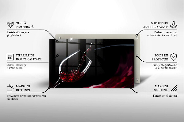 Üveg vágódeszka Egy pohár vörösbor