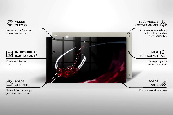 Üveg vágódeszka Egy pohár vörösbor