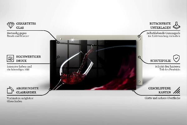 Üveg vágódeszka Egy pohár vörösbor