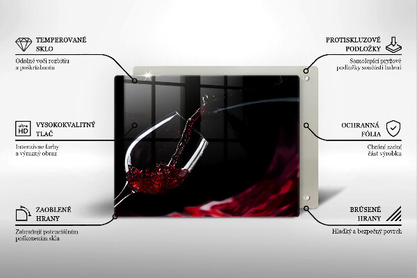 Üveg vágódeszka Egy pohár vörösbor