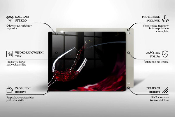 Üveg vágódeszka Egy pohár vörösbor