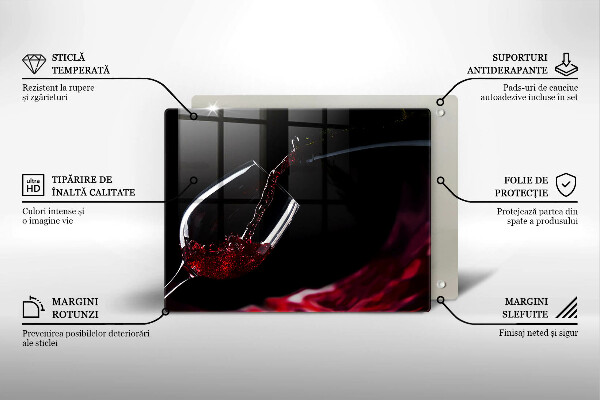 Üveg vágódeszka Egy pohár vörösbor