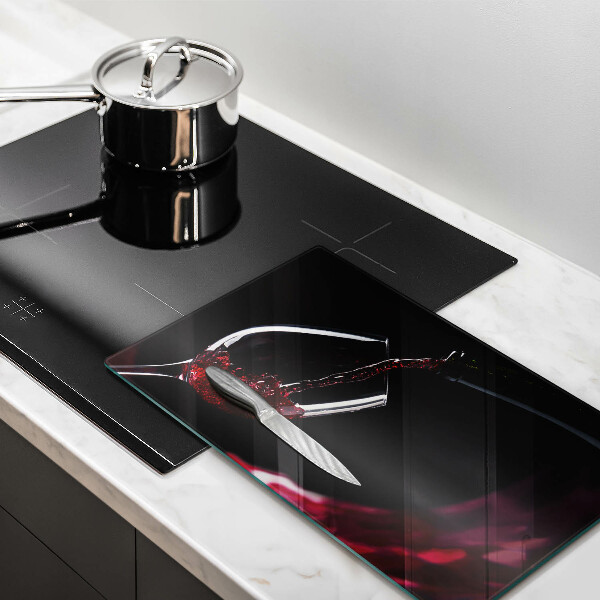 Üveg vágódeszka Egy pohár vörösbor