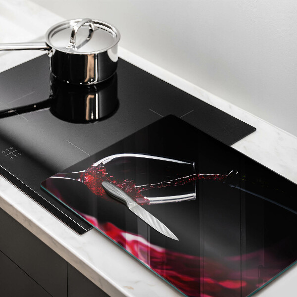 Üveg vágódeszka Egy pohár vörösbor