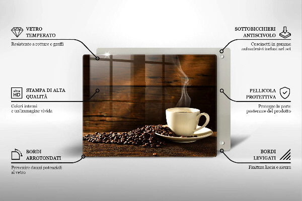 Üveg vágódeszka Fa kávéscsésze