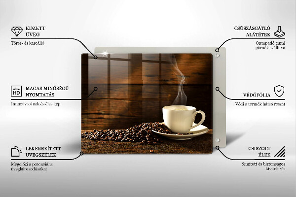 Üveg vágódeszka Fa kávéscsésze