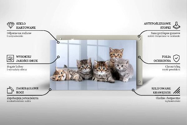 Üveg vágódeszka Édes kis cicák