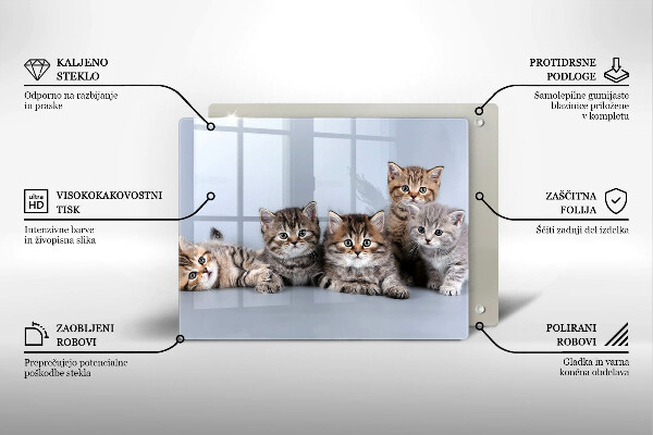 Üveg vágódeszka Édes kis cicák