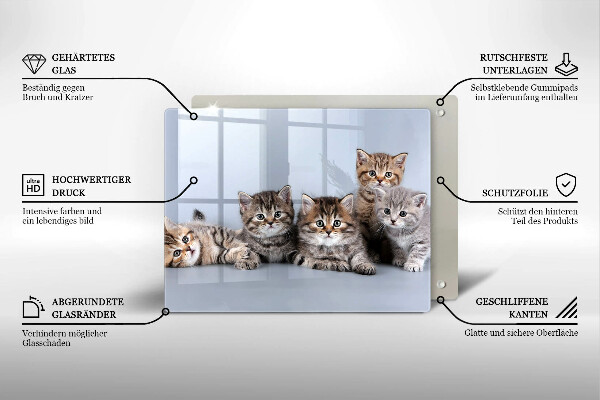 Üveg vágódeszka Édes kis cicák