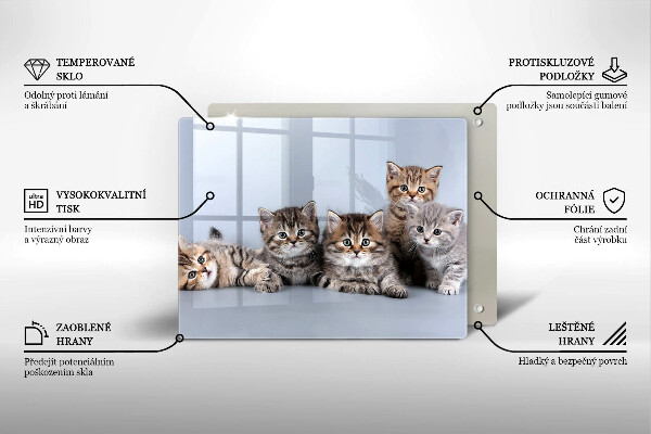 Üveg vágódeszka Édes kis cicák