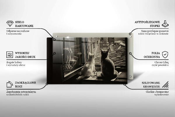 Üveg vágódeszka Macskák város és ablak