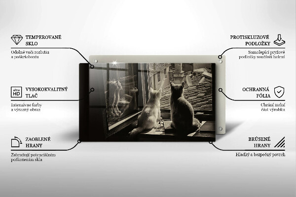 Üveg vágódeszka Macskák város és ablak