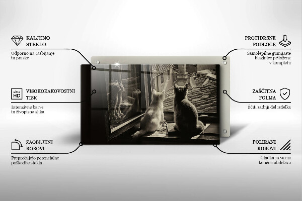 Üveg vágódeszka Macskák város és ablak