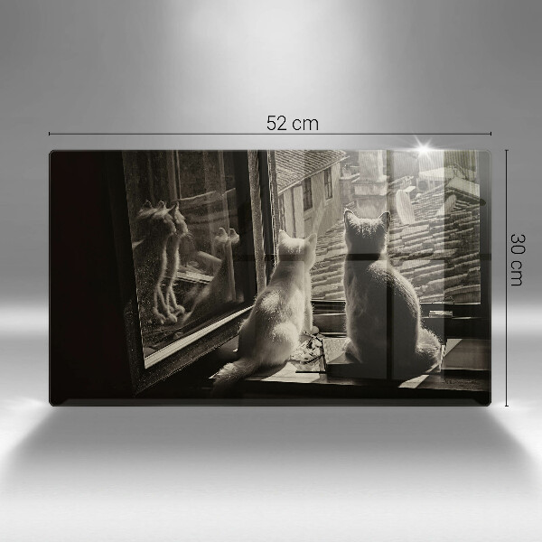 Üveg vágódeszka Macskák város és ablak