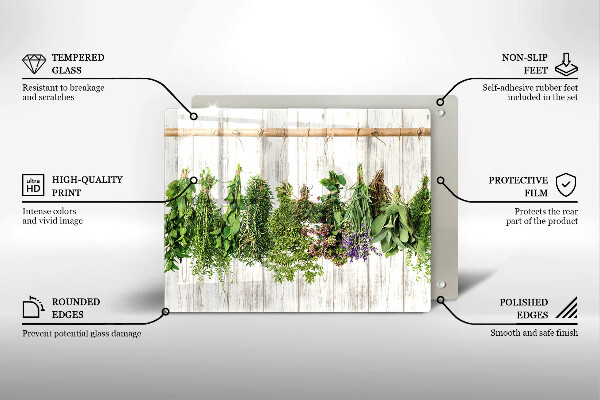 Üveg vágódeszka Szárított gyógynövények és növények