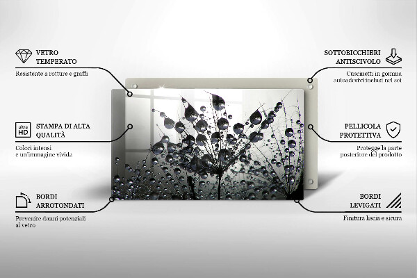 Üveg vágódeszka Pitypang és harmat