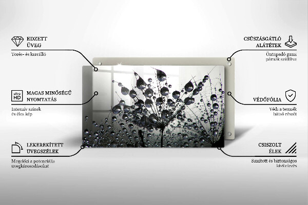 Üveg vágódeszka Pitypang és harmat