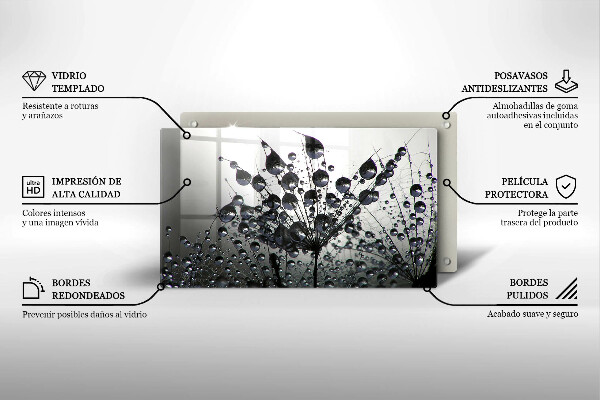 Üveg vágódeszka Pitypang és harmat