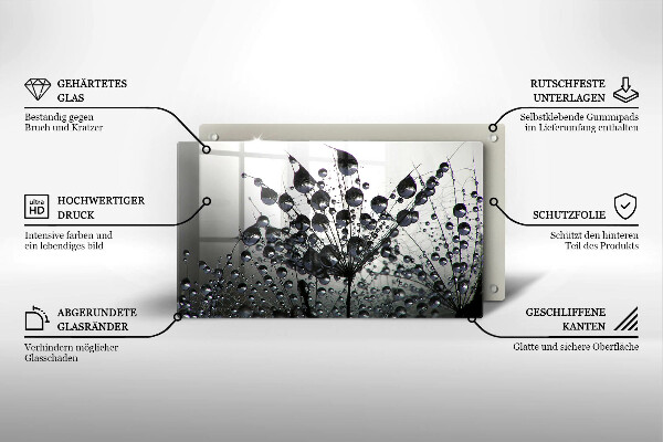 Üveg vágódeszka Pitypang és harmat