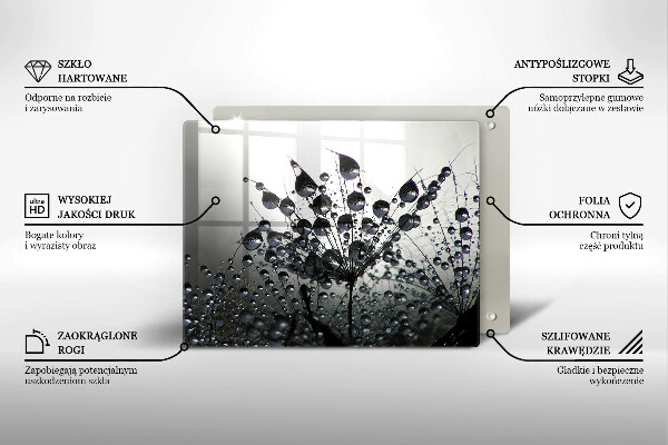 Üveg vágódeszka Pitypang és harmat