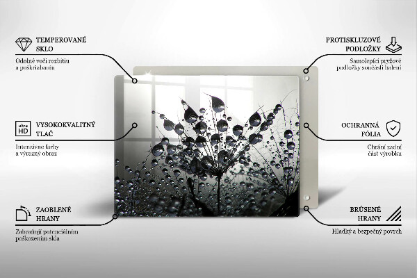 Üveg vágódeszka Pitypang és harmat