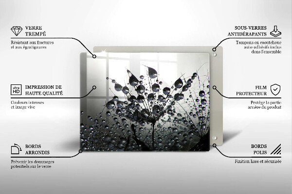 Üveg vágódeszka Pitypang és harmat