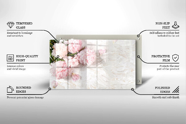 Üveg vágódeszka Finom rózsa virágok