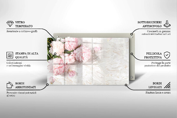 Üveg vágódeszka Finom rózsa virágok