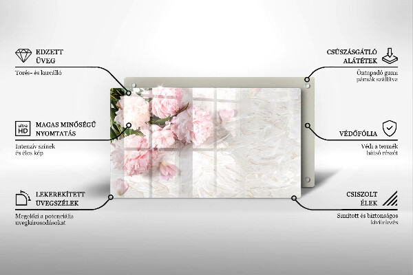 Üveg vágódeszka Finom rózsa virágok