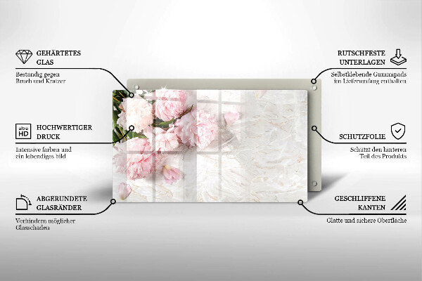 Üveg vágódeszka Finom rózsa virágok