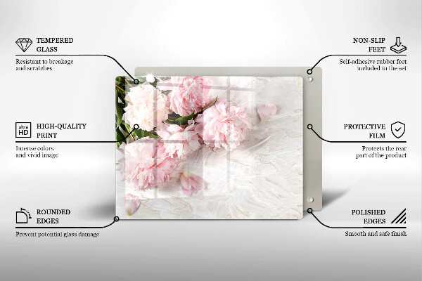 Üveg vágódeszka Finom rózsa virágok