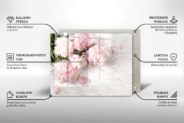 Üveg vágódeszka Finom rózsa virágok