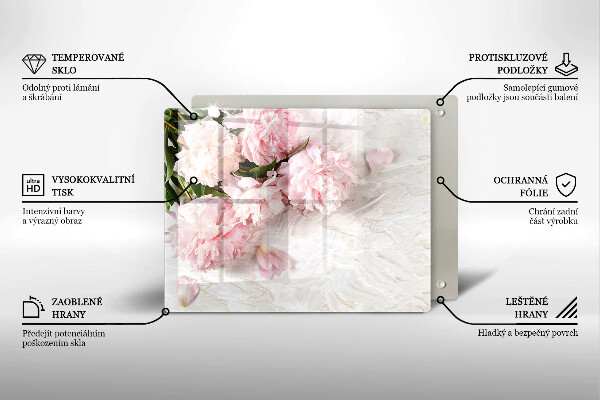 Üveg vágódeszka Finom rózsa virágok