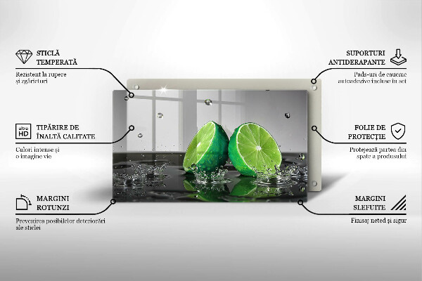 Üveg vágódeszka Lédús lime és víz