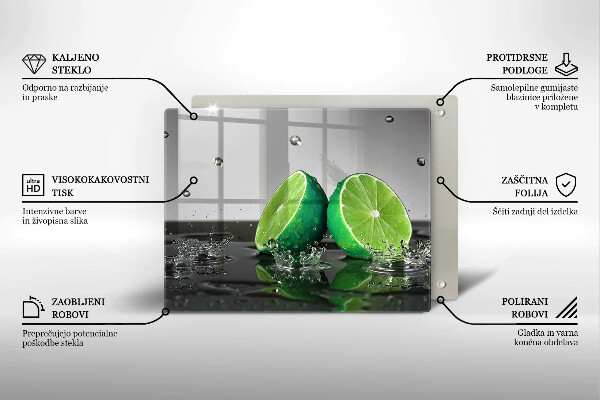 Üveg vágódeszka Lédús lime és víz