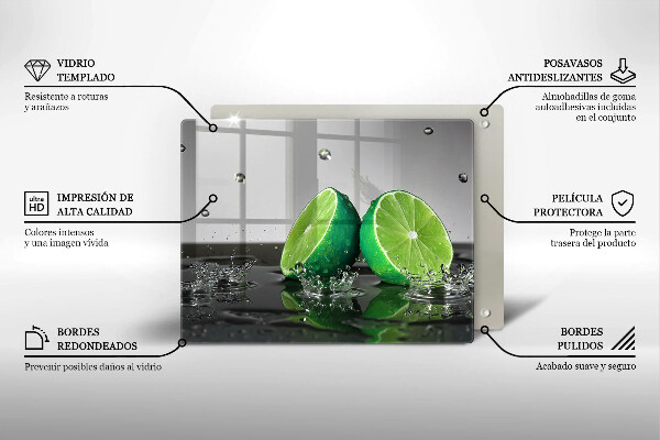 Üveg vágódeszka Lédús lime és víz