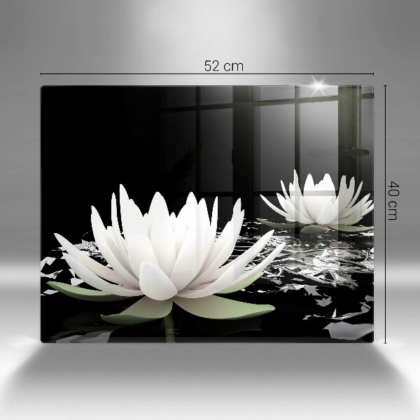 Üveg vágódeszka Fehér liliomok a vízen