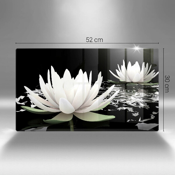Üveg vágódeszka Fehér liliomok a vízen