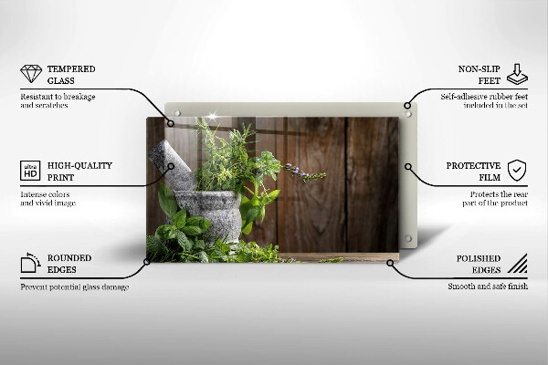 Üveg vágódeszka Gyógynövényeket és fát ültet