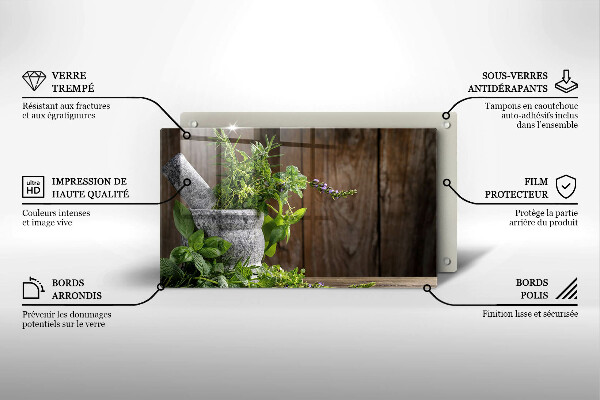 Üveg vágódeszka Gyógynövényeket és fát ültet