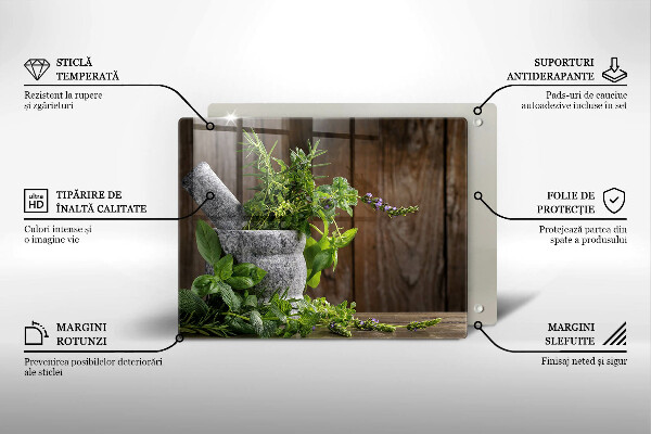 Üveg vágódeszka Gyógynövényeket és fát ültet