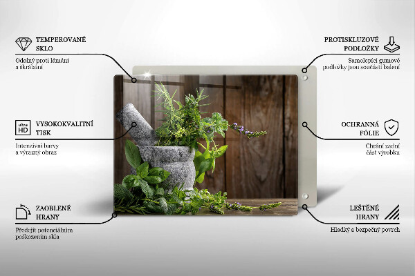 Üveg vágódeszka Gyógynövényeket és fát ültet