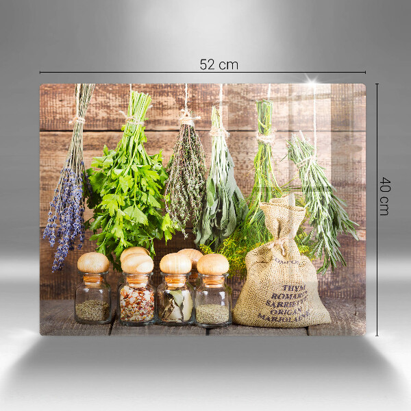 Üveg vágódeszka Gyógynövények fűszerek és fa