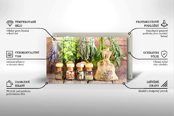 Üveg vágódeszka Gyógynövények fűszerek és fa