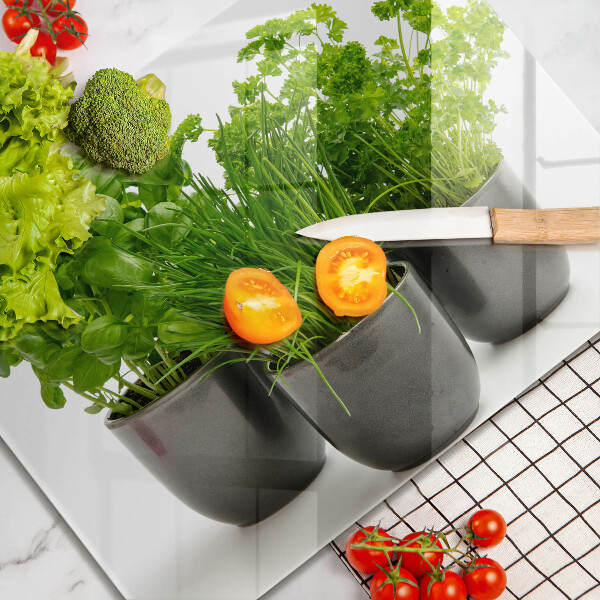 Üveg vágódeszka Edények gyógynövényekkel