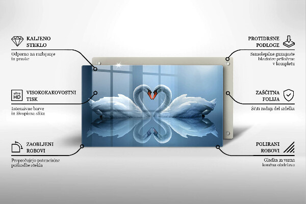 Üveg vágódeszka Két hattyúszív