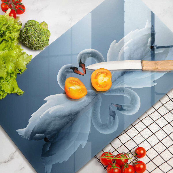 Üveg vágódeszka Két hattyúszív