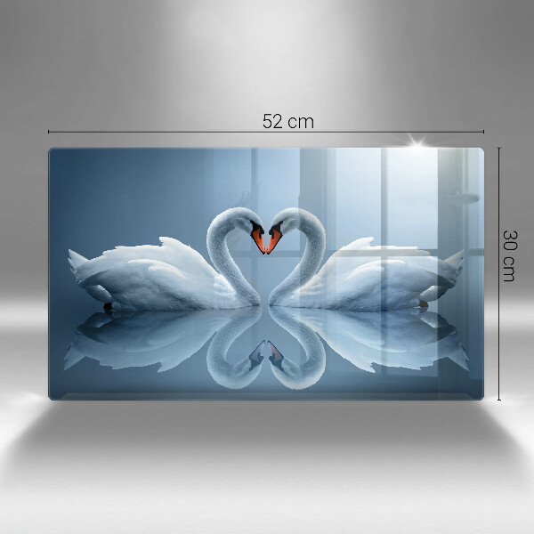 Üveg vágódeszka Két hattyúszív