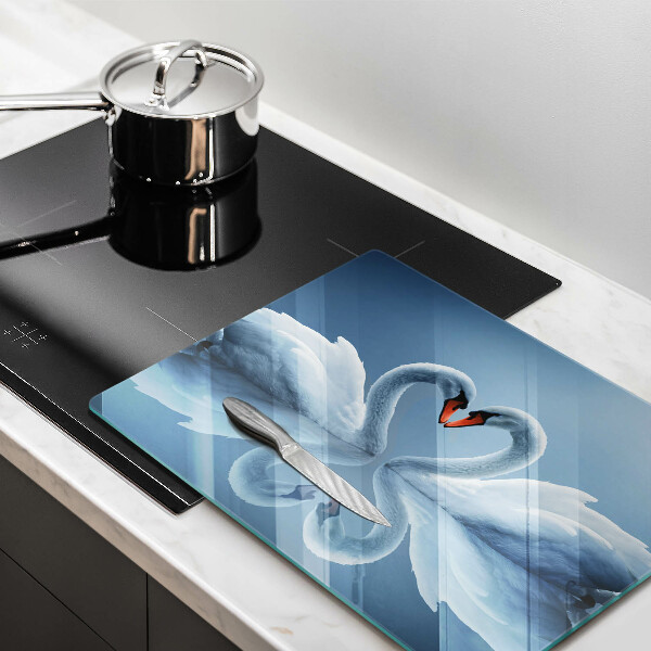 Üveg vágódeszka Két hattyúszív