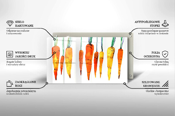 Üveg vágódeszka Sárgarépa illusztráció